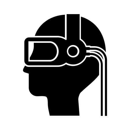 gamer with virtual reality glasses vector illustration designのイラスト素材