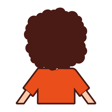 back Curly haired boy character vector illustration designのイラスト素材