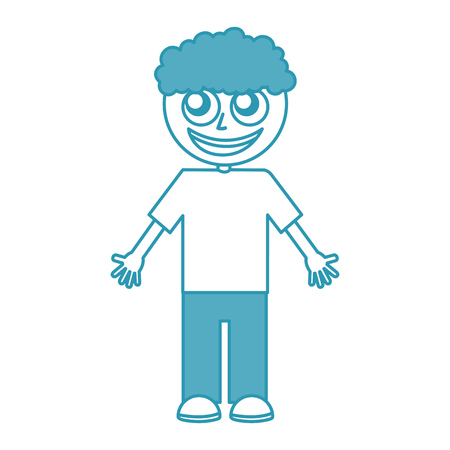 Curly haired boy character vector illustration designのイラスト素材
