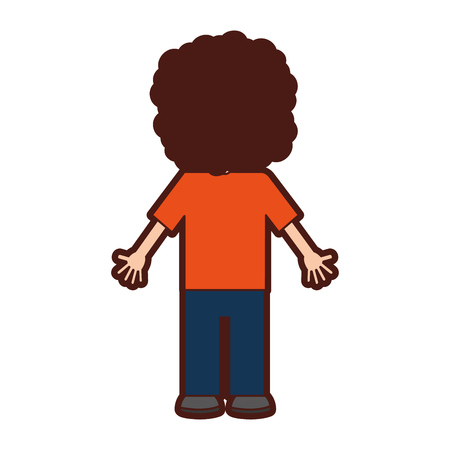 back Curly haired boy character vector illustration designのイラスト素材