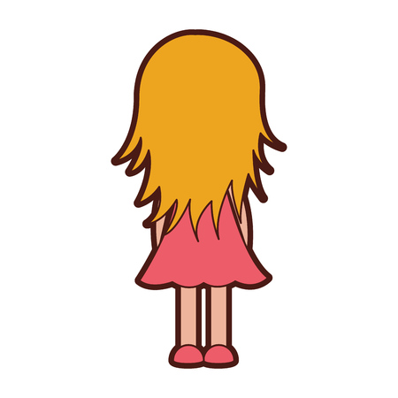 back cute little girl character vector illustration designのイラスト素材