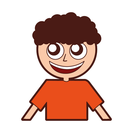 Curly haired boy character vector illustration designのイラスト素材