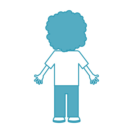 back Curly haired boy character vector illustration designのイラスト素材