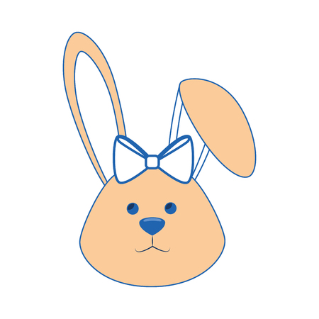 Cute Easter bunny with bow tie icon over white background. colorful design. vector illustrationのイラスト素材