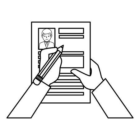hands human with curriculum vitae isolated icon vector illustration designのイラスト素材