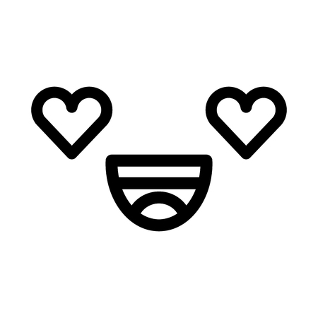 black and white kawaii emoticon face vector illustration graphic designのイラスト素材