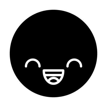 cute black kawaii emoticon face vector illustration graphic designの写真素材