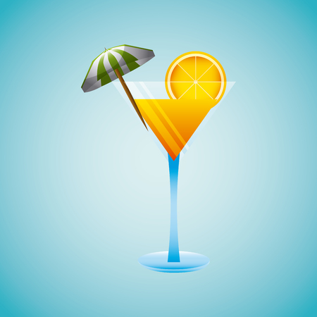 tropical beach with cocktail vacation image vector illustration designのイラスト素材