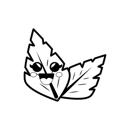 leaves cartoon smiley vector icon illustration graphic designのイラスト素材
