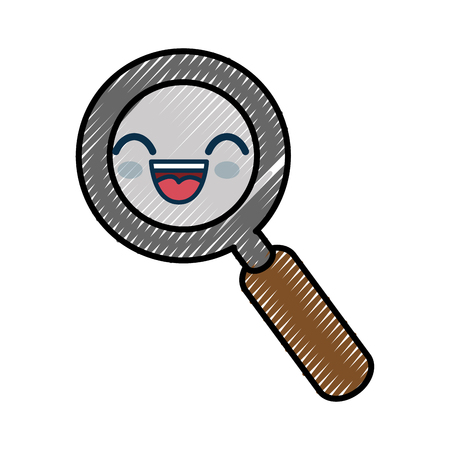 magnifying glass cartoon smiley vector icon illustration graphic designのイラスト素材