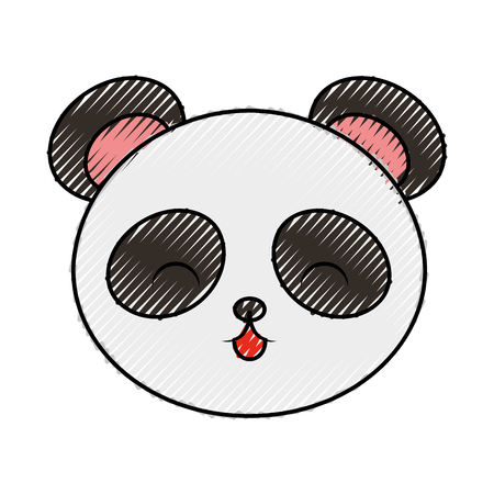 cute scribble panda bear face graphic designのイラスト素材