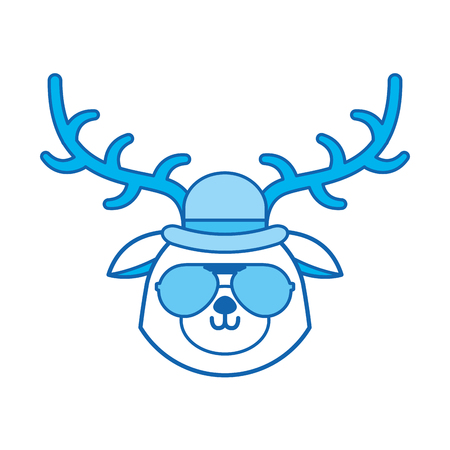 blue icon vintage deer face cartoon graphic designのイラスト素材