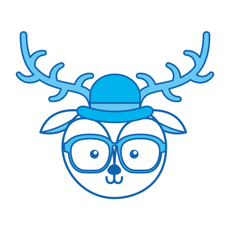 blue icon vintage deer face cartoon graphic designのイラスト素材