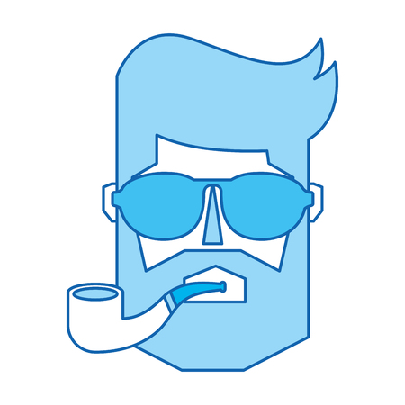 blue icon vintage man face cartoon graphic designのイラスト素材
