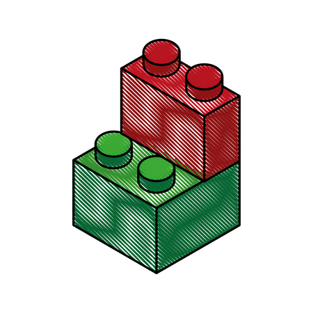 scribble toy building block bricks vector graphic designのイラスト素材