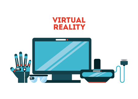 virtual reality flat icon vector illustration design graphicのイラスト素材