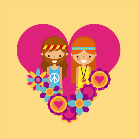 hippies scenery cartoon icon vector illustration design graphicのイラスト素材