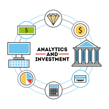 analytic and investments flat icon vector illustration design graphicのイラスト素材