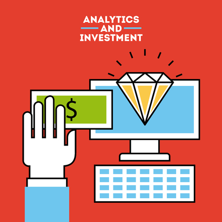 analytic and investments flat icon vector illustration design graphicのイラスト素材
