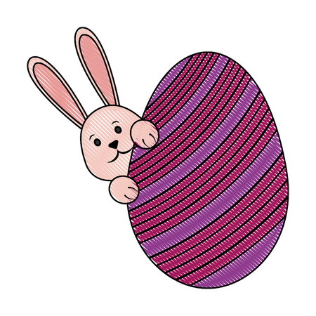 Cute easter bunny cartoon icon vector illustration graphicのイラスト素材