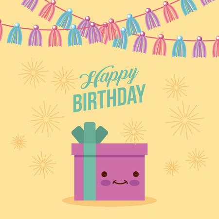 happy birthday kawaii gifts vector icon illustration design graphicのイラスト素材