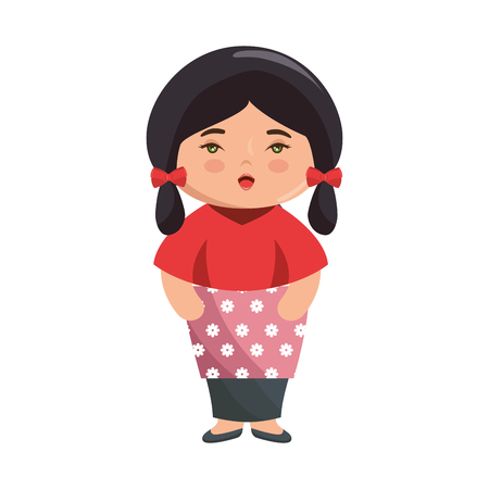 Cute japanese girl cartoon icon vector illustration graphic designのイラスト素材