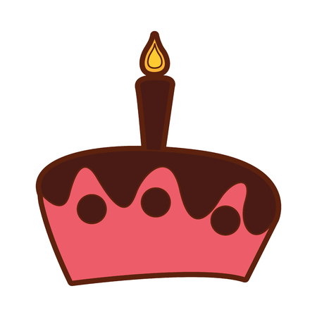 delicious cake with candle celebration icon vector illustration designのイラスト素材