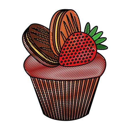 little delicious creamy cupcake vector illustration graphic designのイラスト素材