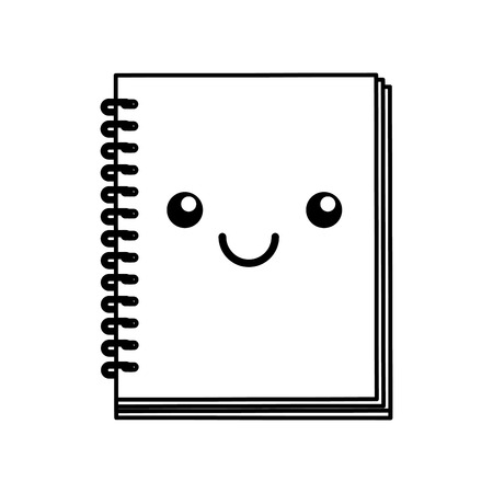cute line icon kawaii note book cartoon vector graphic designのイラスト素材