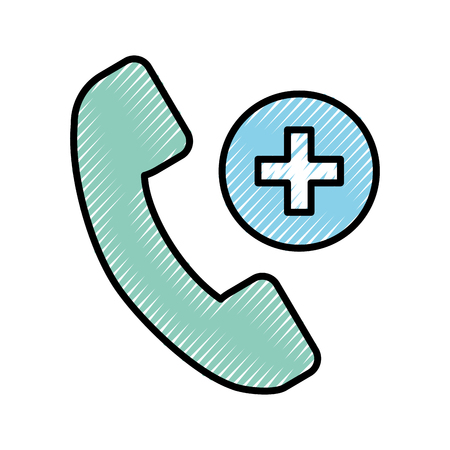 scribble emergency blue phone call cartoon vector graphic designのイラスト素材