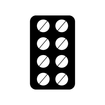 black icon blister pack pills vector graphic designのイラスト素材