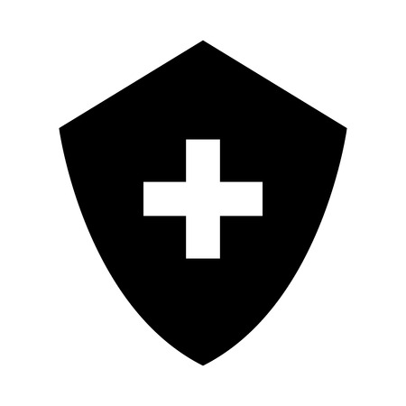 black icon medical shield cartoon vector graphic designのイラスト素材