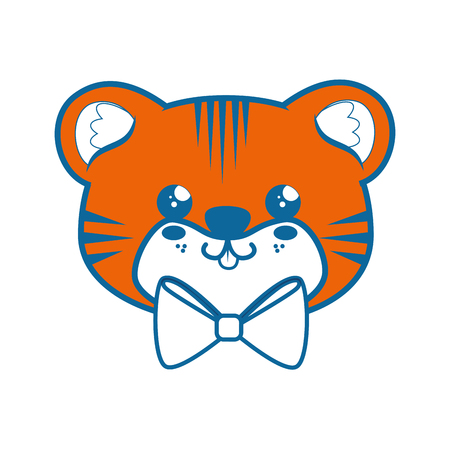 kawaii tiger animal icon over white background. colorful design. vector illustrationのイラスト素材