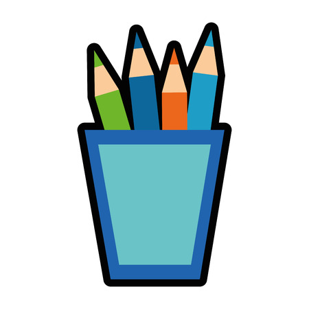 cup with colors pencils icon over white background. vector illustrationのイラスト素材