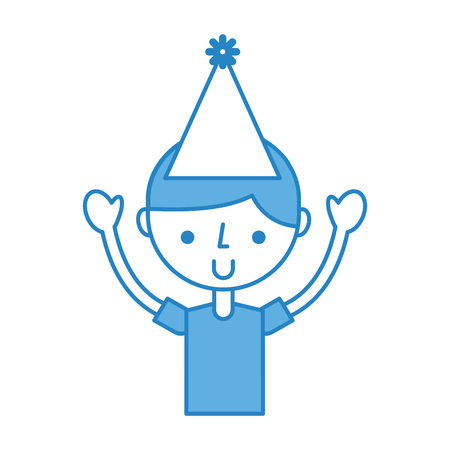 Cute blue upper body party boy cartoon vector graphic designのイラスト素材