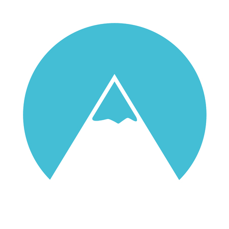 round icon blue mountain cartoon vector graphic designのイラスト素材