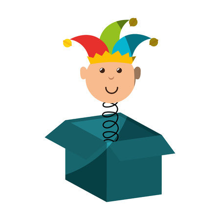 Joke box with harlequin icon over white background.のイラスト素材