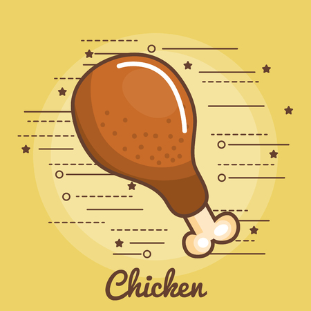 Colorful chicken thigh over yellow background vector illustrationのイラスト素材