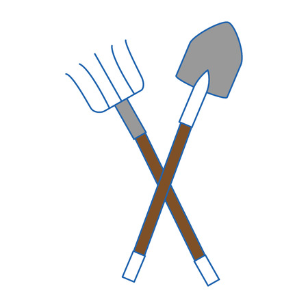 Rake and shovel gardening tools icon vector illustration graphic designのイラスト素材
