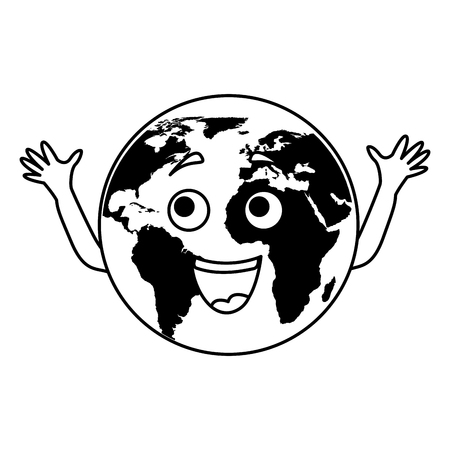 world planet comic character vector illustration designのイラスト素材