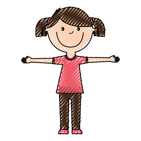 little girl avatar character vector illustration designのイラスト素材