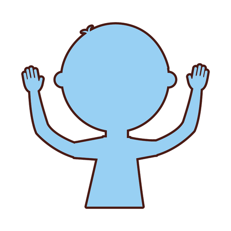 young boy silhouette avatar character vector illustration designのイラスト素材