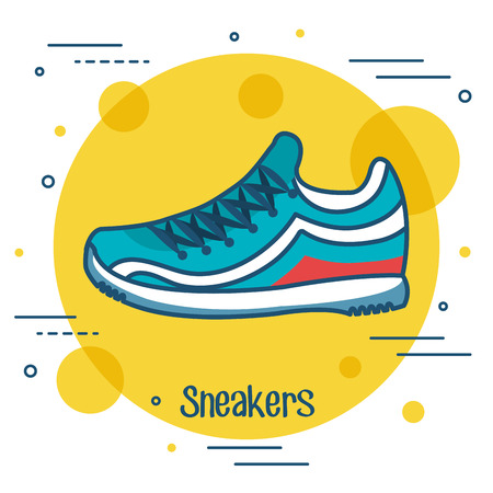 Sneakers icon over yellow and white background vector illustrationのイラスト素材