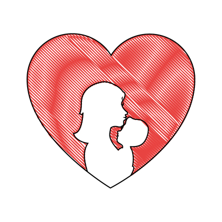 Mom with baby silhouette icon vector illustration graphic designのイラスト素材