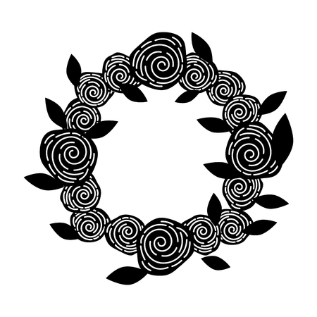 wreath with roses decorative icon vector illustration designのイラスト素材