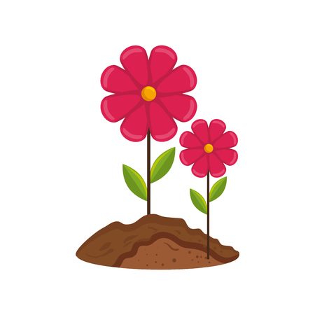 beautiful flowers growing icon over white background vector illustrationのイラスト素材