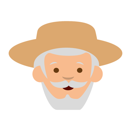 cartoon gardener old man  icon over white background vector illustrationのイラスト素材
