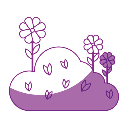 bush with flowers icon over white background vector illustrationのイラスト素材