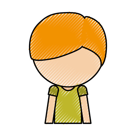 Scribble faceless cute upper body little blond boy vector illustration graphic designのイラスト素材