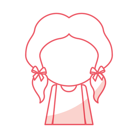 shadow pink faceless cute upperbody little girl vector illustration graphic designのイラスト素材